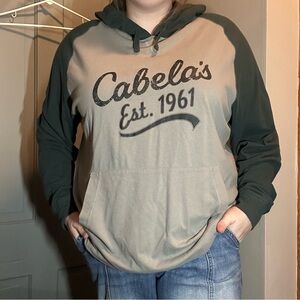 Cabela's Two-Tone light weight Hoodie men’s XL grey green